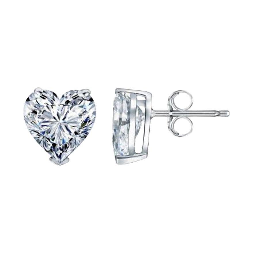 Beauvince GIA Certified 2.28 Carat Heart Shape Solitaire Diamond Studs