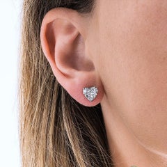 Beauvince GIA EVS Certified 3.03 Ct Heart Shape Diamond Studs