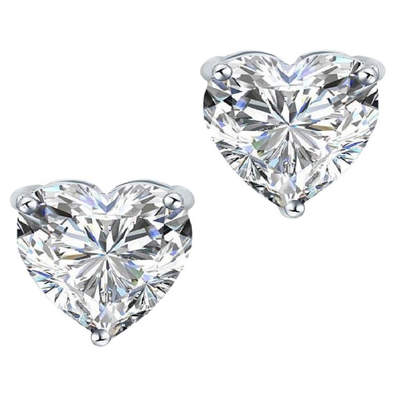 Beauvince GIA EVS Certified 3.03 Ct Heart Shape Diamond Studs For Sale