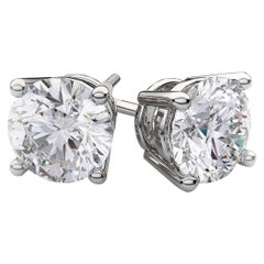 Beauvince GIA FVVS2 Certified 1.83 Carat Round Solitaire Diamond Studs