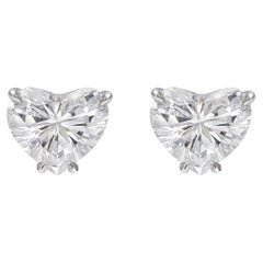 Beauvince GIA H-I SI Certified 2.01 Ct Heart Shape Diamond Studs in White Gold
