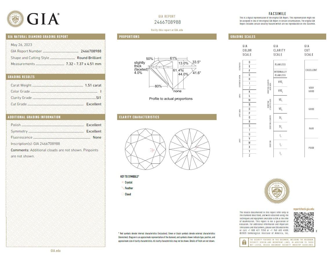 Women's or Men's Beauvince GIA H-I SI1 Certified 3.07 Carat Round Solitaire Diamond Studs For Sale