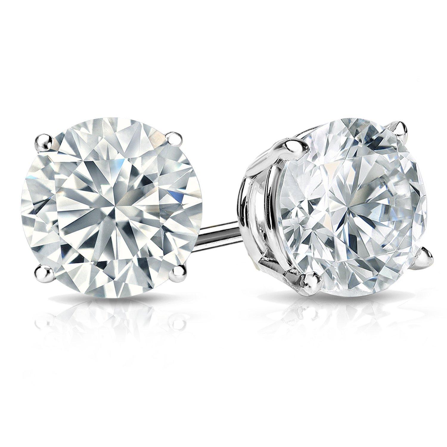 Beauvince GIA H-I SI1 Certified 3.07 Carat Round Solitaire Diamond Studs For Sale 1