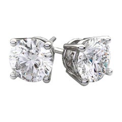 Beauvince GIA HVS2 Certified 2.00 Carat Round Solitaire Diamond Studs