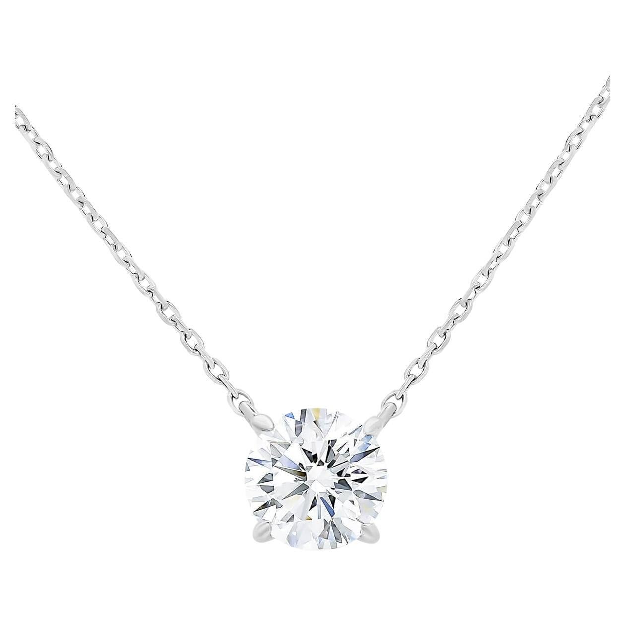 Beauvince GIA HVVS1 Certified 1.00 Ct Round Solitaire Diamond Pendant