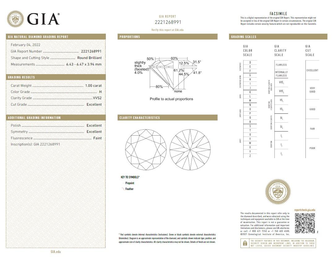 da uomo o donna Beauvince GIA HVVS2 Certified 2,01 Carat Round Solitaire Diamond Studs in vendita