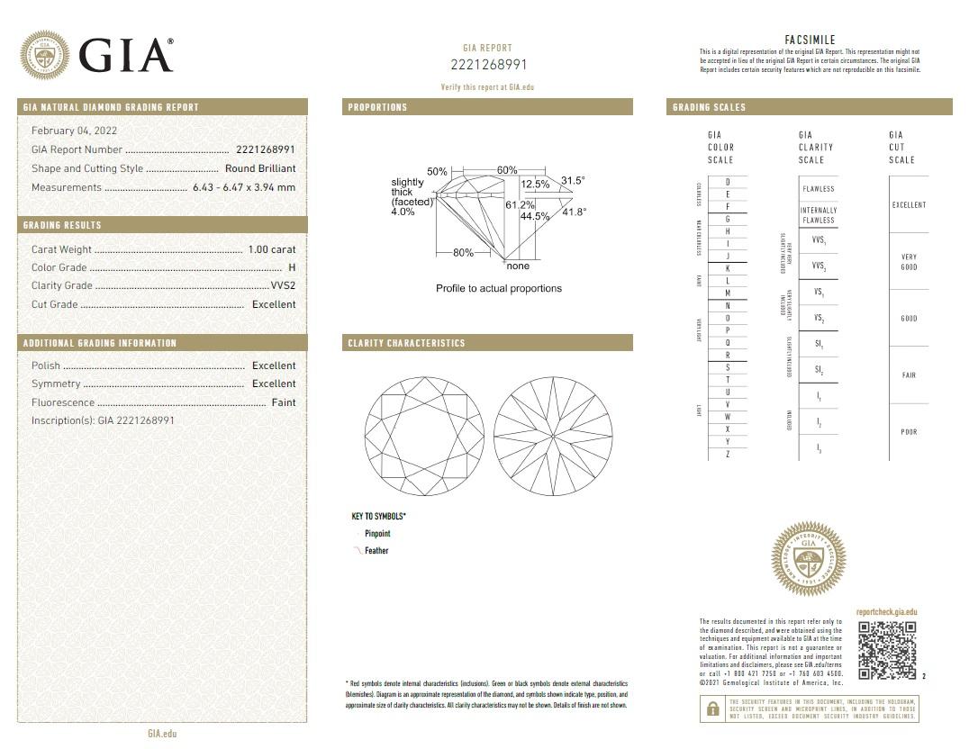 Women's or Men's Beauvince GIA HVVS2 Certified 2.01 Carat Round Solitaire Diamond Studs For Sale