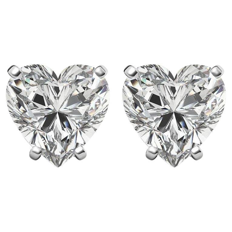 Beauvince GIA I VS2 Certified 1.81 Ct Heart Shape Diamond Studs in White Gold For Sale