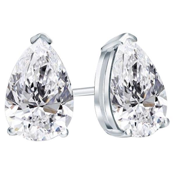 Beauvince GIA I VS2-SI1 Certified 2.00 Carat Pear Shape Solitaire Diamond Studs For Sale