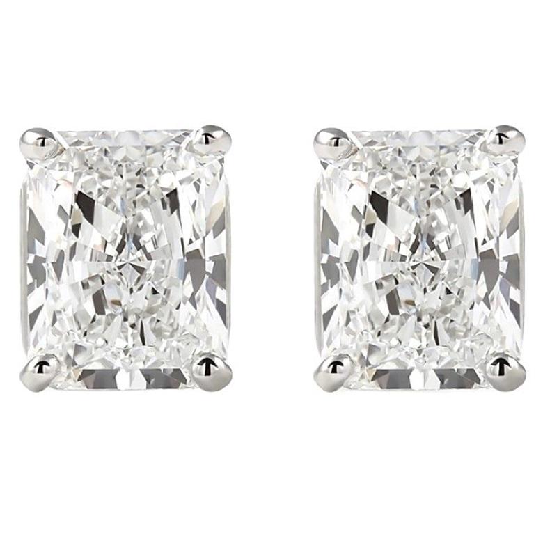 Beauvince GIA JVS Certified 4.02 Ct Radiant Cut Diamond Studs in 18K White Gold In New Condition For Sale In New York, NY