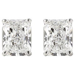 Beauvince GIA JVS Certified 4.02 Ct Radiant Cut Diamond Studs in 18K White Gold