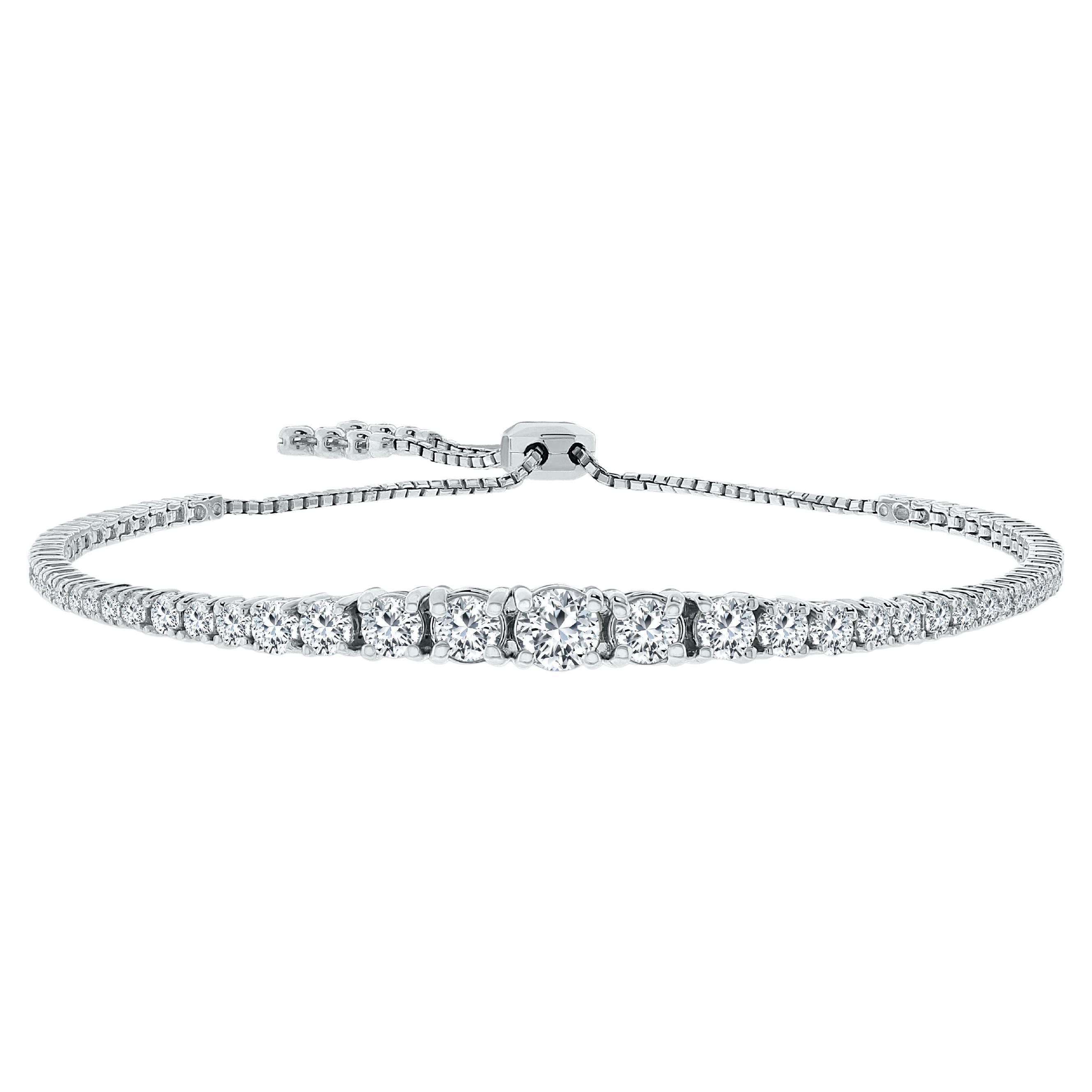 Beauvince Graduated Bolo Diamond Tennis Bracelet, '2.70 Ct Diamonds', White Gold