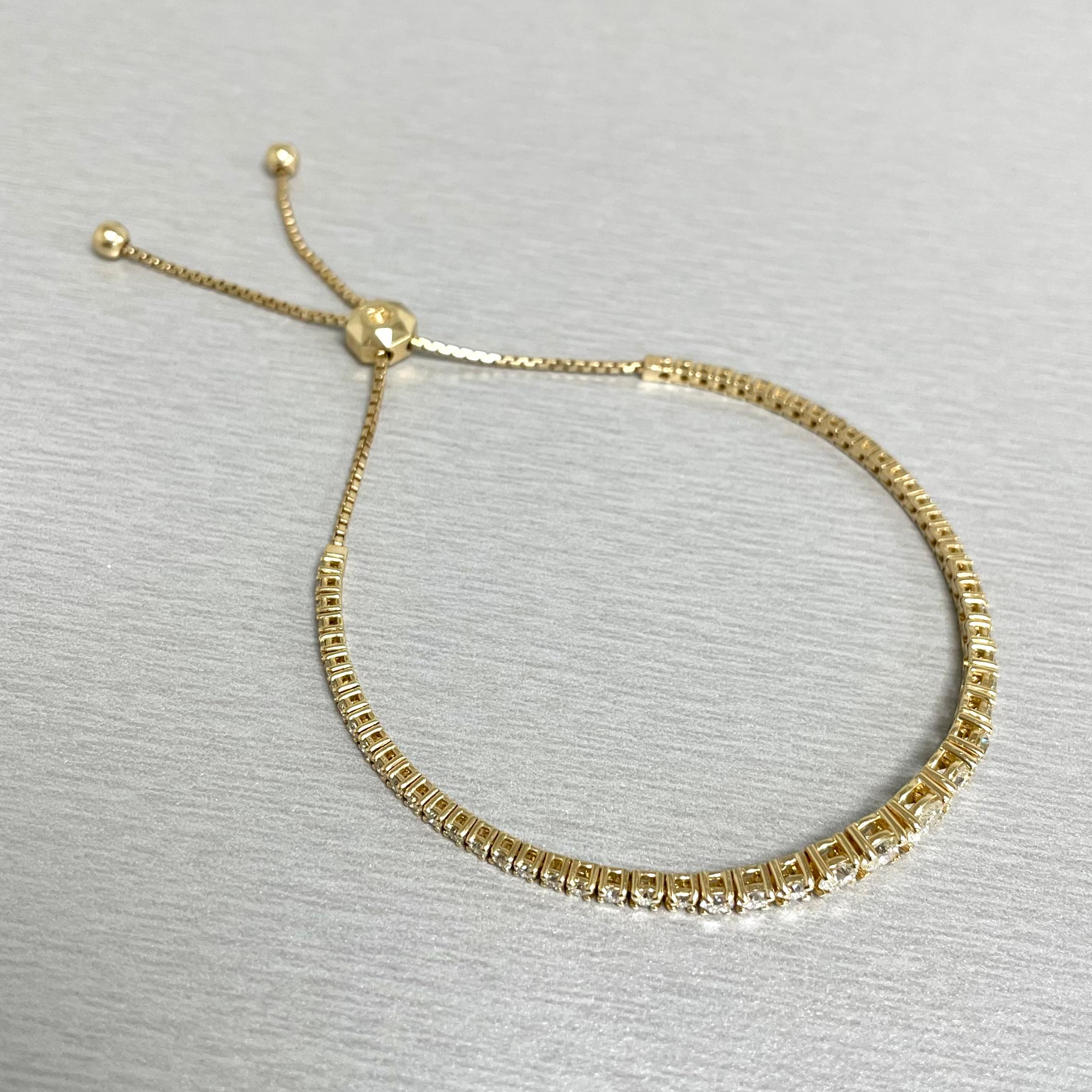 Women's or Men's Beauvince Graduated Bolo Diamond Tennis Bracelet '2.78 Ct Diamonds' Yellow Gold For Sale