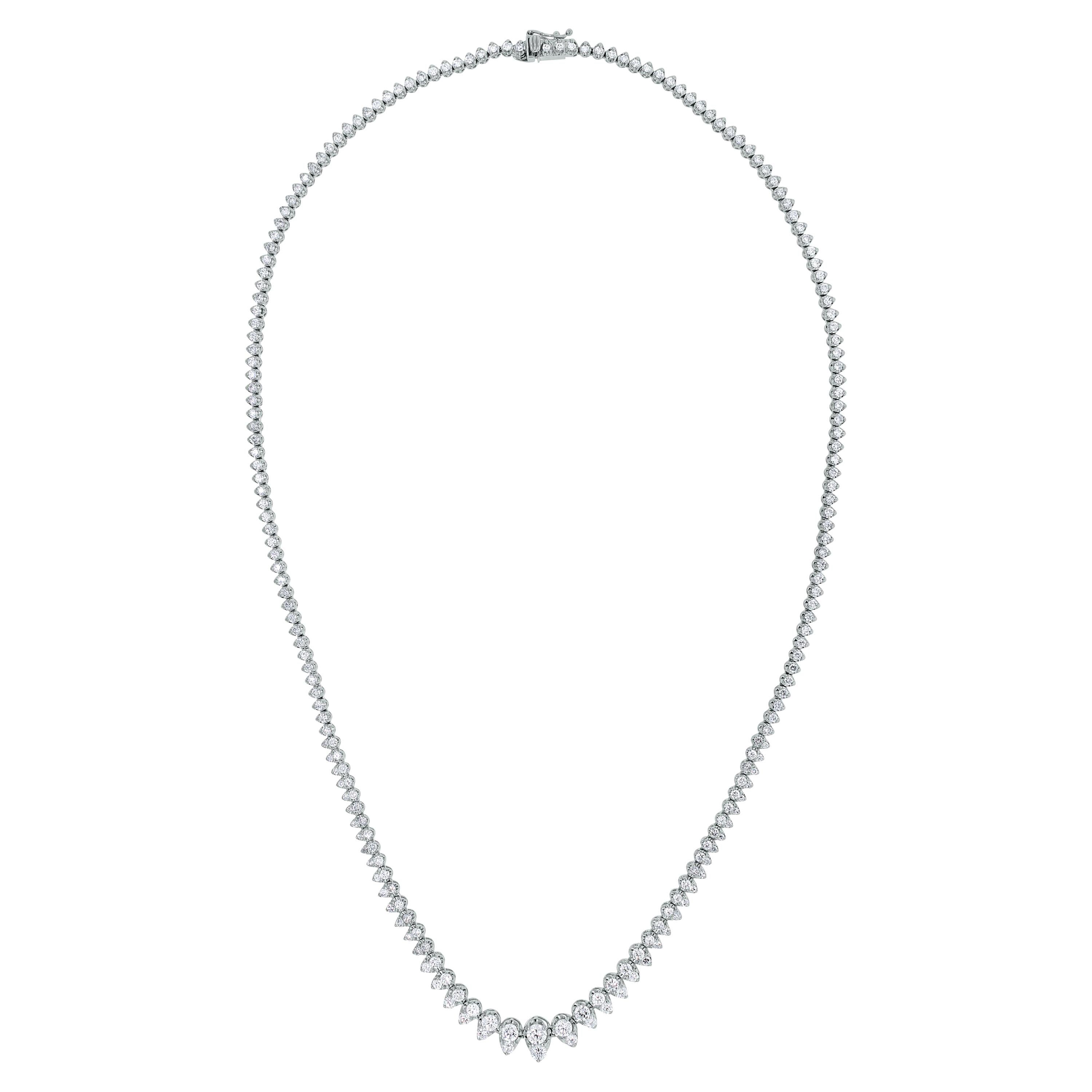 Beauvince Graduated Diamonds Pears Tennis Necklace in White Gold