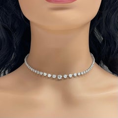 Beauvince Graduated Riviera Space Tennis Diamond Necklace in Platinum
