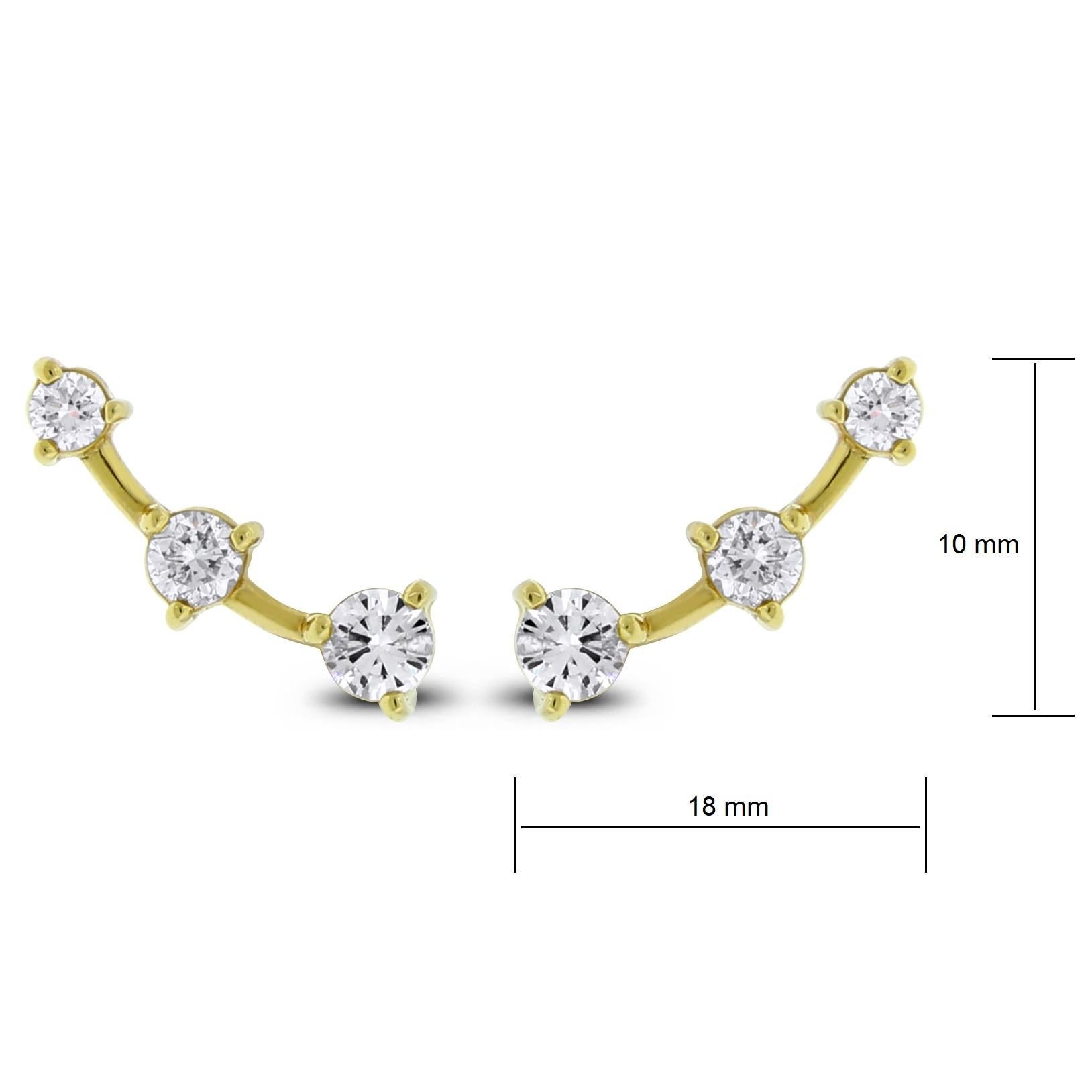 Modern Beauvince Grape Wine Ear Climbers / Falls (1.10 ct Diamonds) in Yellow Gold For Sale