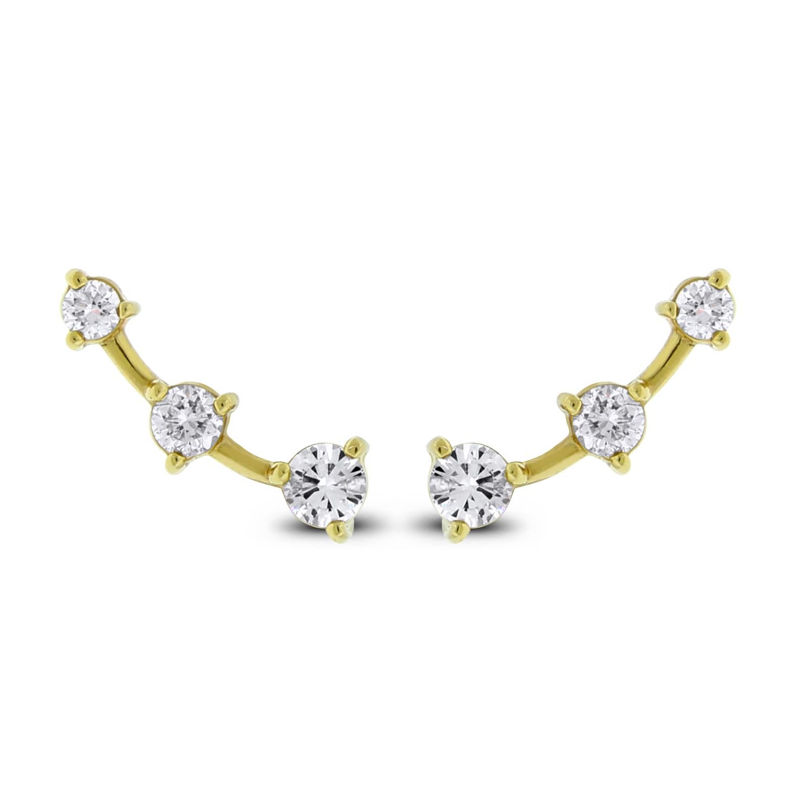 Beauvince Grape Wine Ear Climbers / Falls (1.10 ct Diamonds) in Yellow Gold In New Condition For Sale In New York, NY
