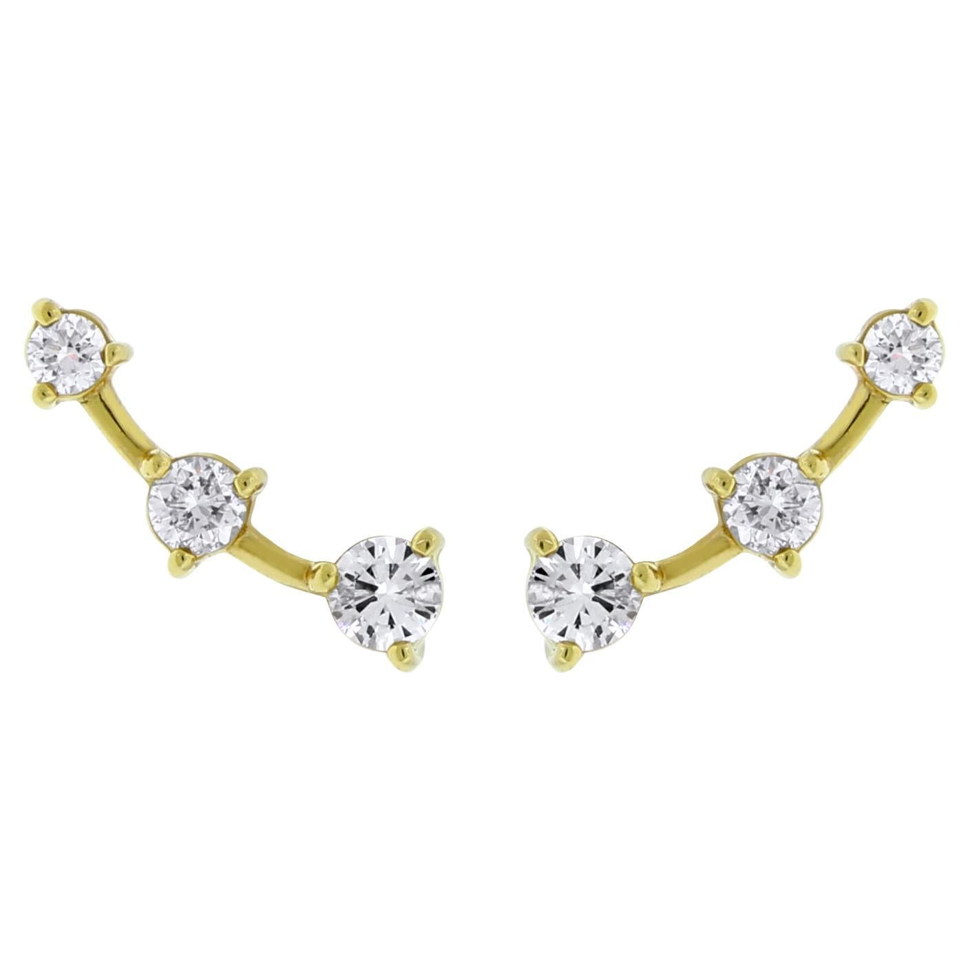 Beauvince Grape Wine Ear Climbers / Falls (1.10 ct Diamonds) in Yellow Gold For Sale