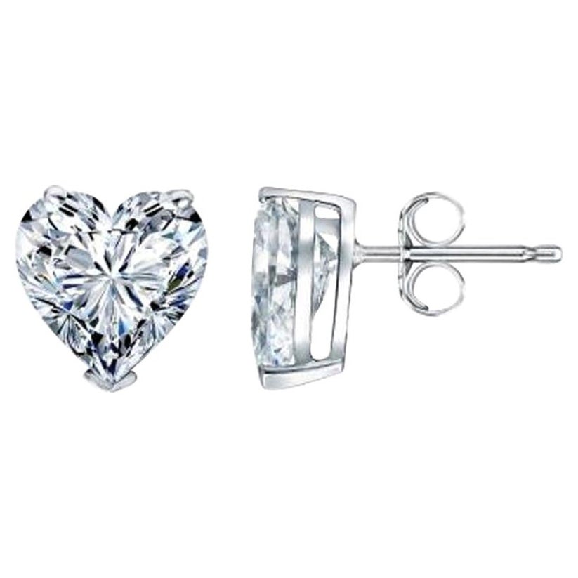 Beauvince Heart Shape Solitaire Studs '2.01 Ct I SI1 GIA Diamonds' in White Gold For Sale