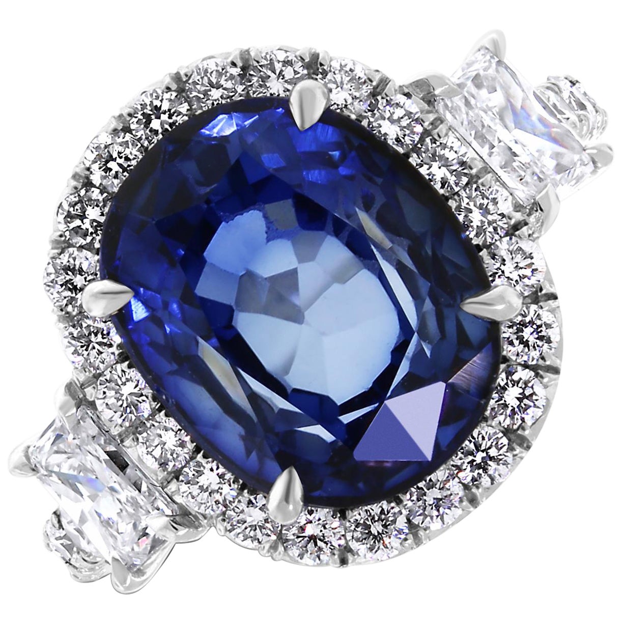 Anello Beauvince Ice Princess con zaffiro e diamanti da 7,67 carati in oro bianco