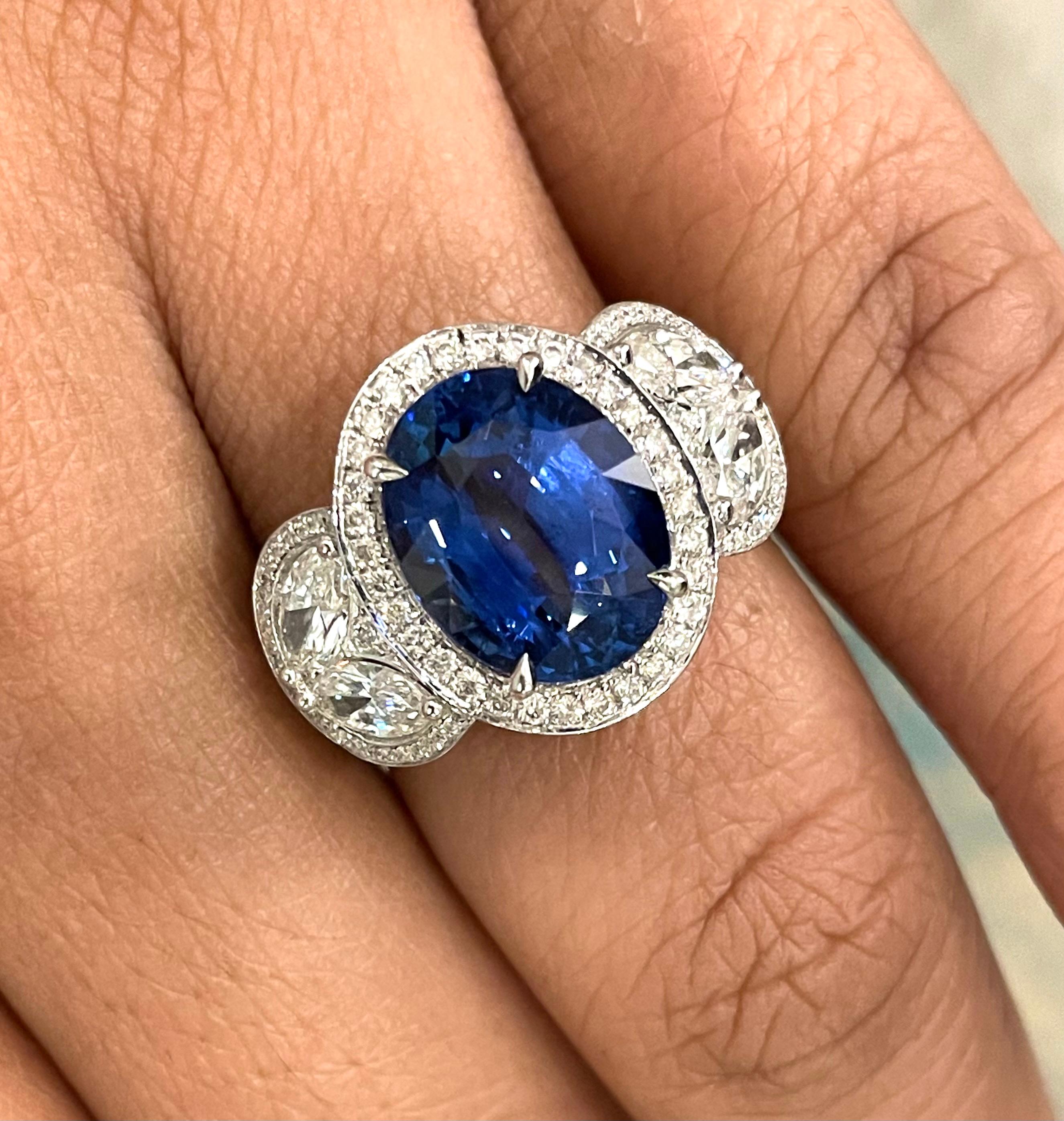 Oval Cut Beauvince Ice Queen Ring 7.51 Carat Sapphire & Diamonds in White Gold For Sale