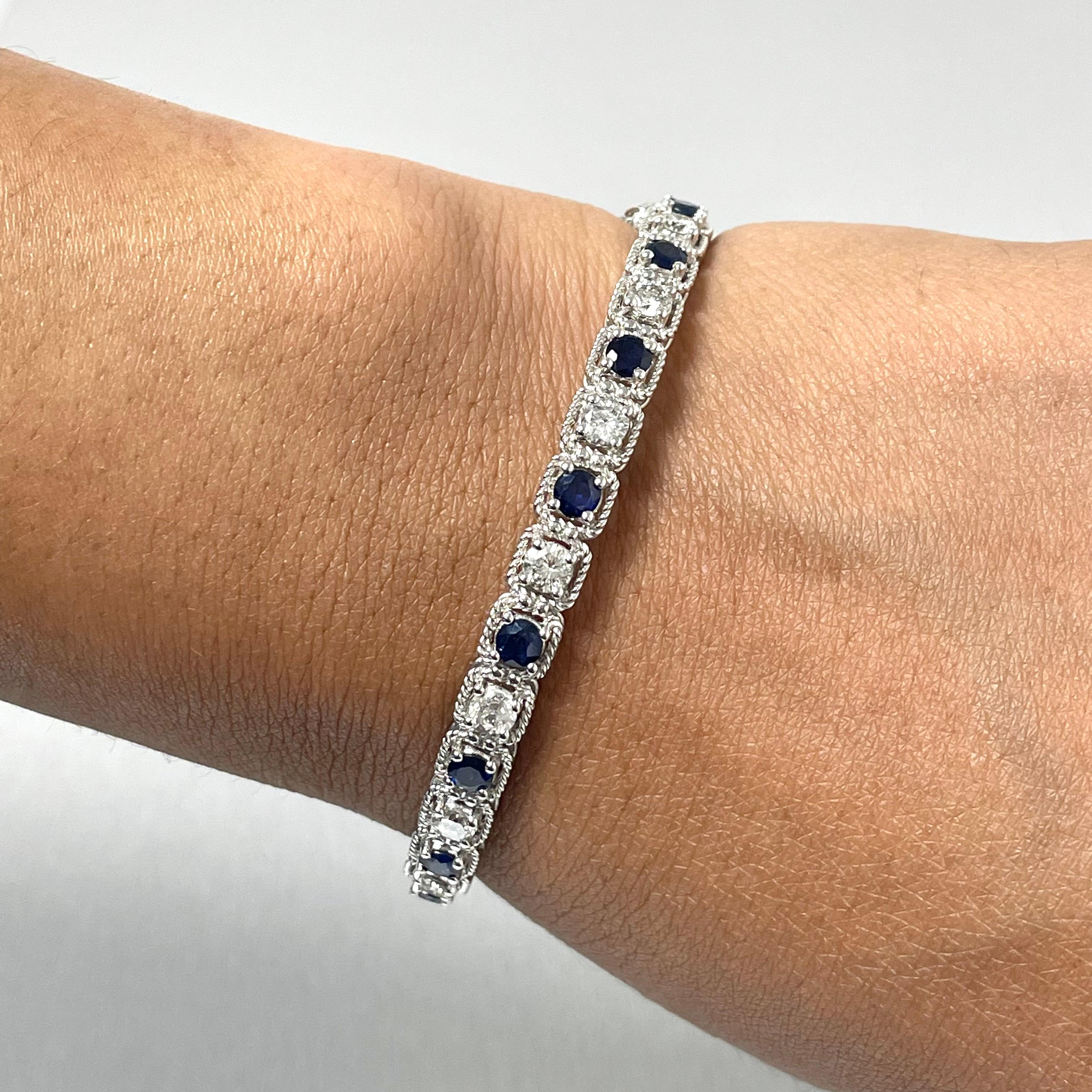 da uomo o donna Bracciale Beauvince con zaffiro e diamante in oro bianco in vendita