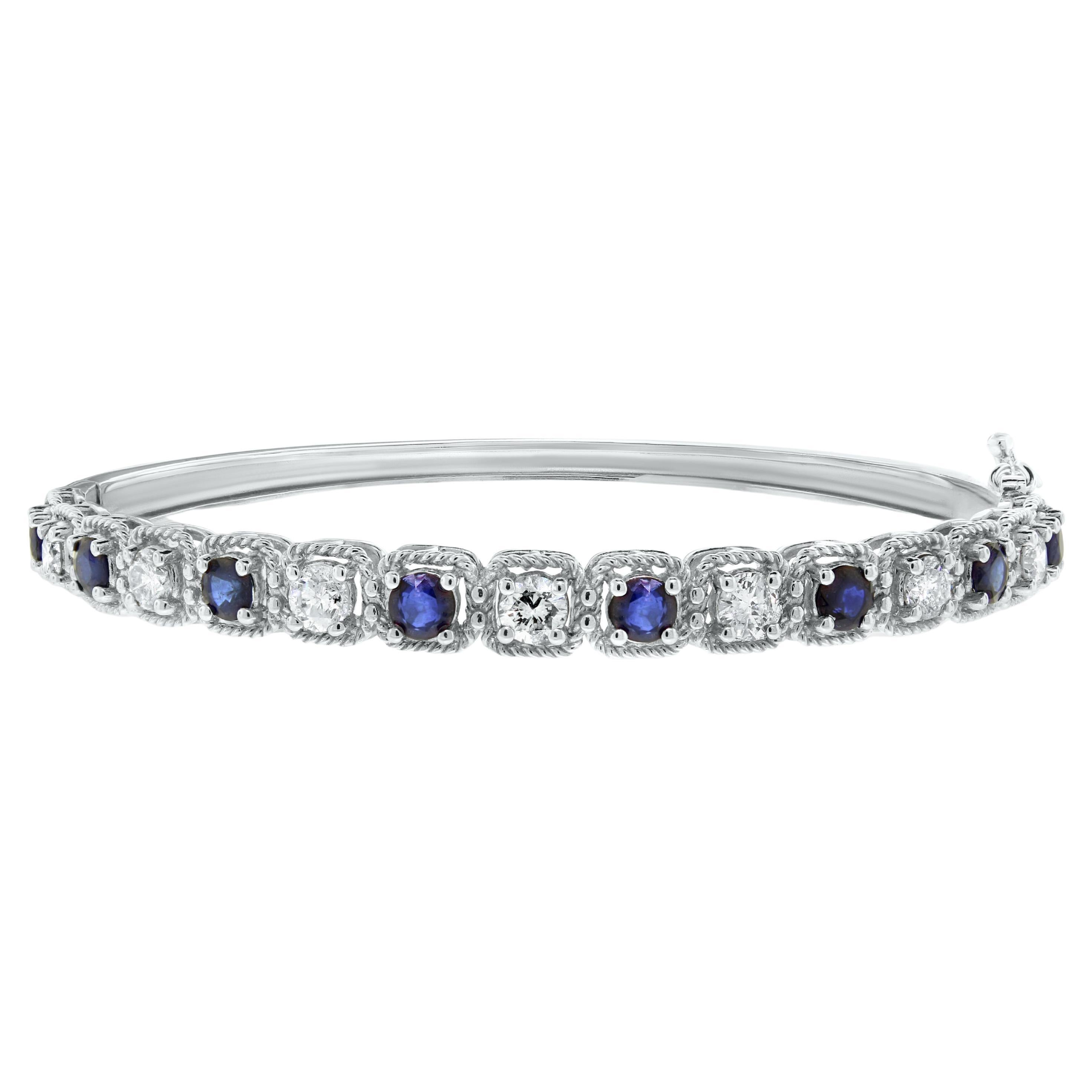 Beauvince Bracelet jonc en or blanc avec saphir de glace et diamants