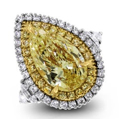 Beauvince Illumina Ring 8.85 Carat Pear Shape Fancy Yellow GIA Diamond