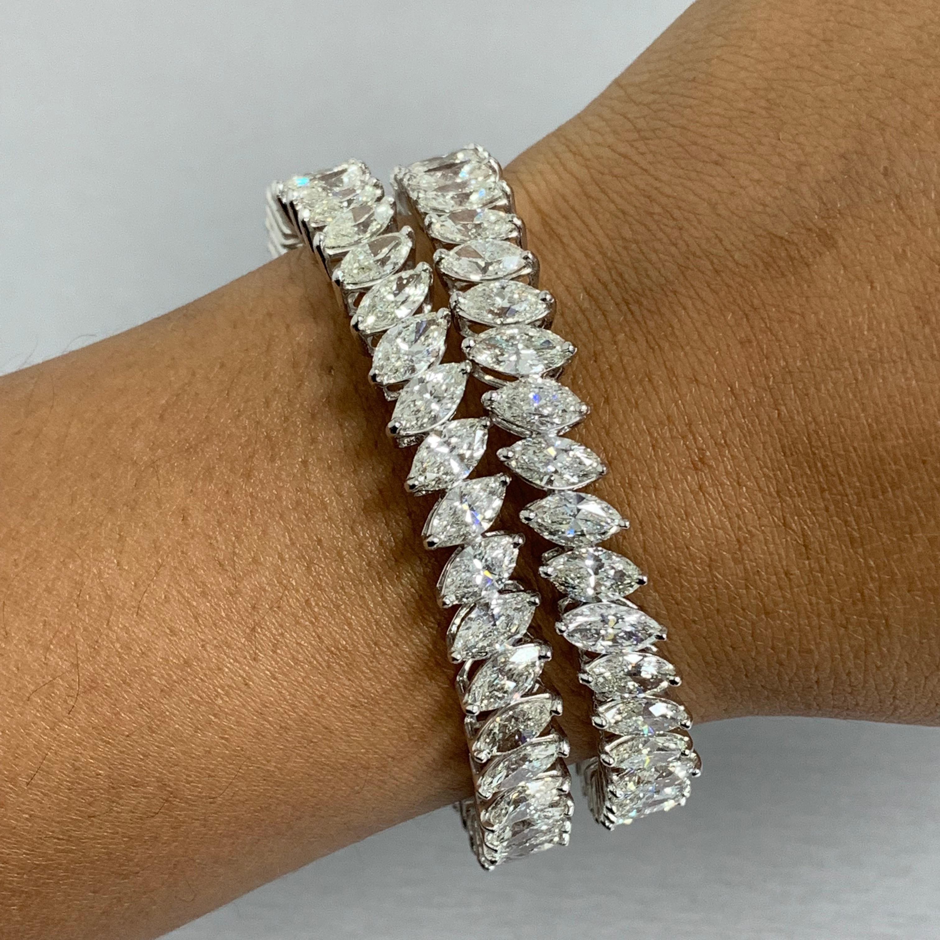 Le bracelet Inaya est un bijou exquis composé de diamants marquises parfaitement assortis, disposés selon un motif intemporel simple mais sensuel et scintillant. Le bracelet est une déclaration et une œuvre d'art que les connaisseurs de diamants
