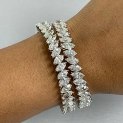 Beauvince Inaya Marquise Solitaire Diamond Bangle in White Gold