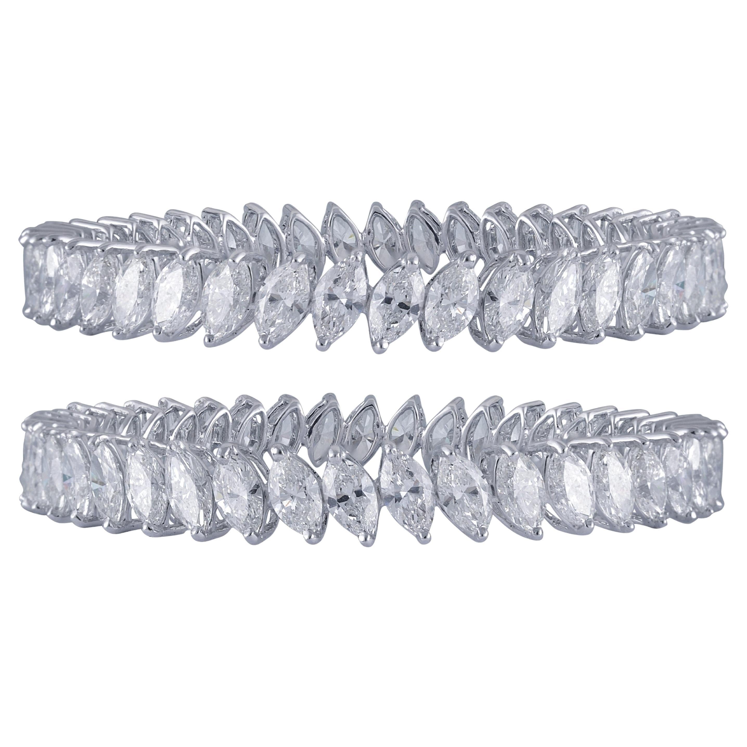 Beauvince Inaya Brazalete de Diamante Marquesa Solitario en Oro Blanco
