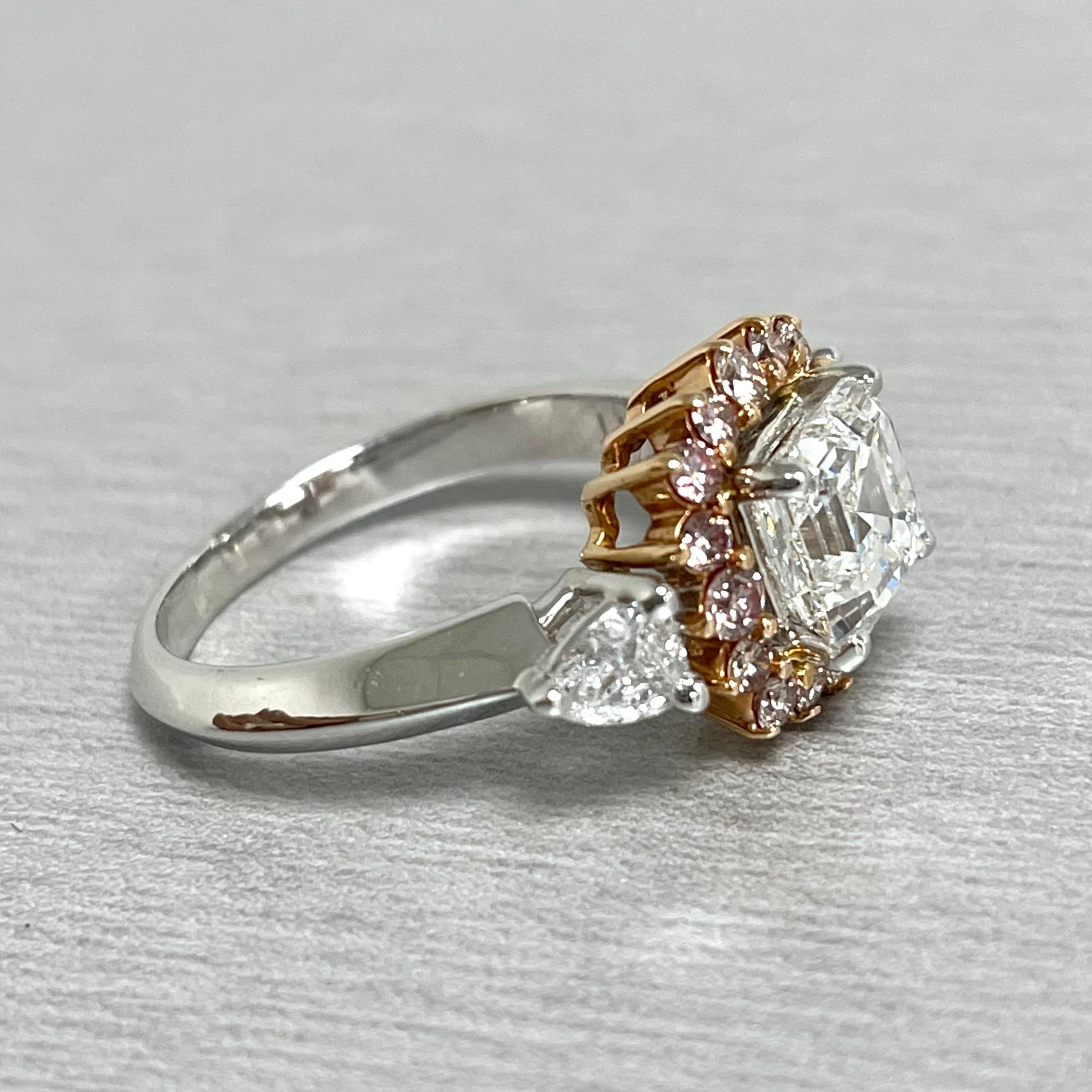 Women's or Men's Beauvince Iraa Engagement Ring '1.70 Ct Asscher Cut HVVS1 GIA Diamond' For Sale