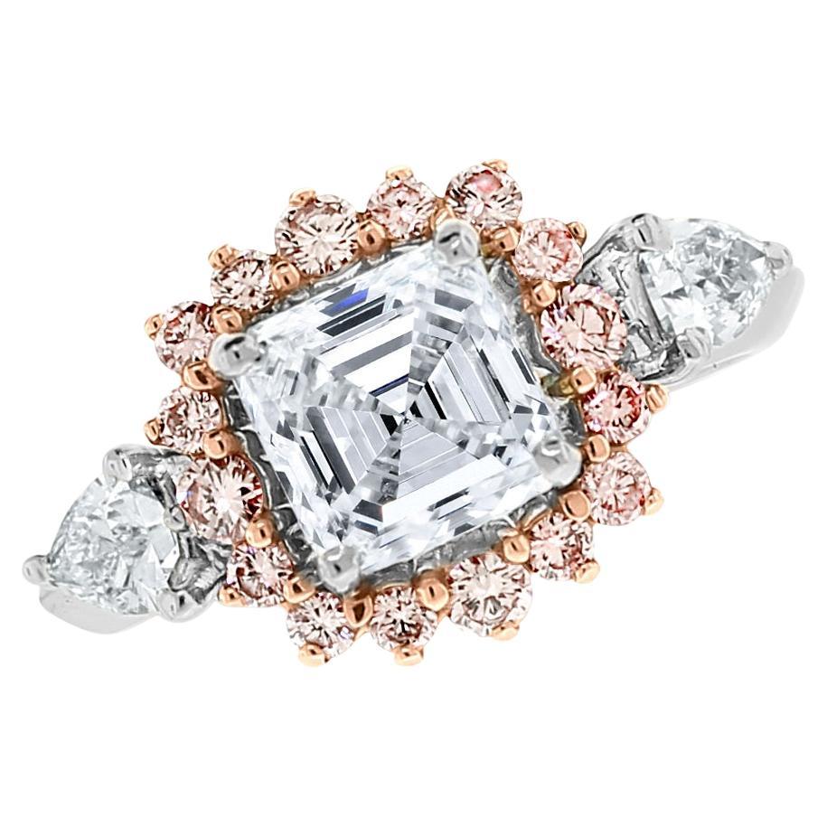 Beauvince Iraa Engagement Ring '1.70 Ct Asscher Cut HVVS1 GIA Diamond' For Sale