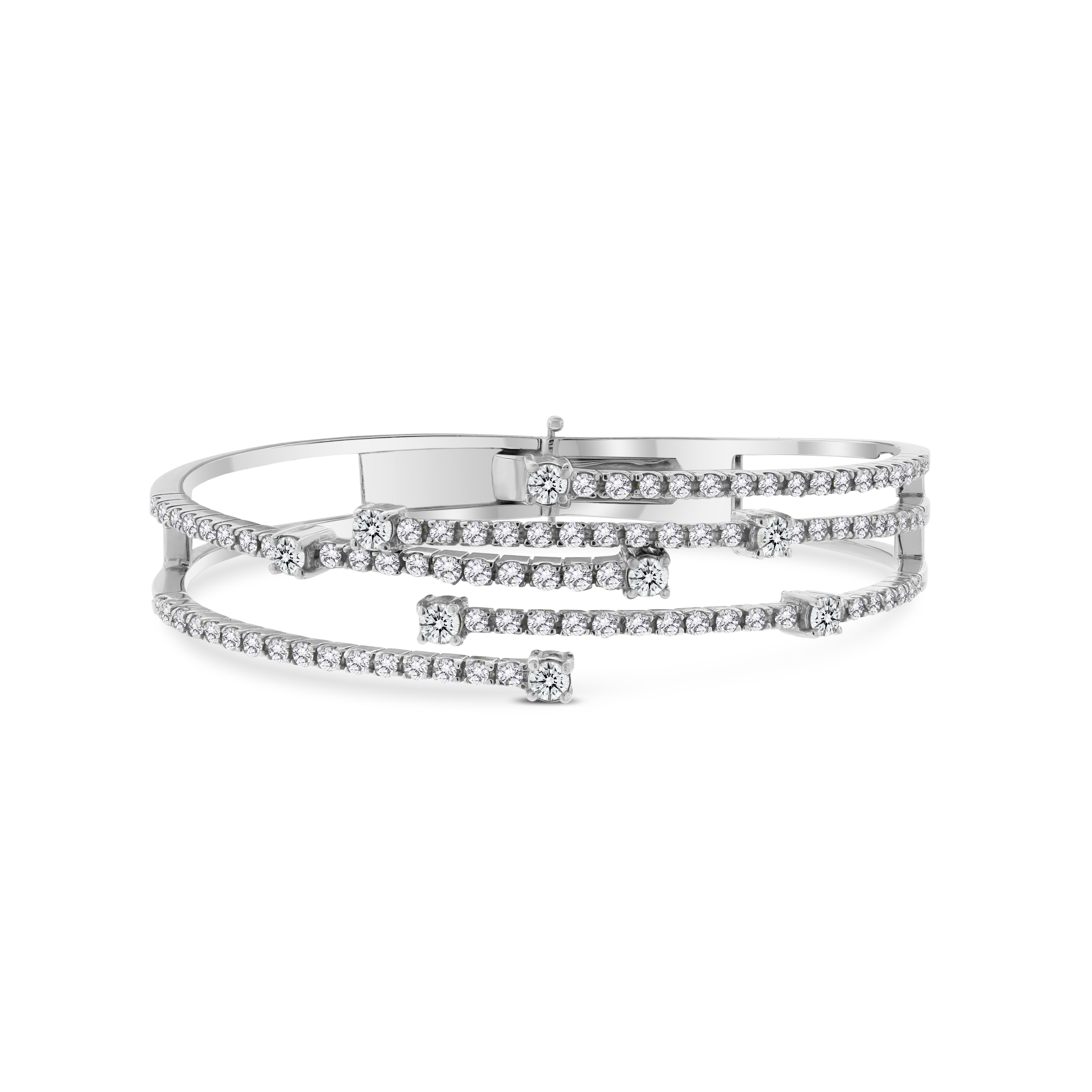 Beauvince Krisha Diamond Cuff Bangle '2.45 Ct Diamonds' in White Gold For Sale