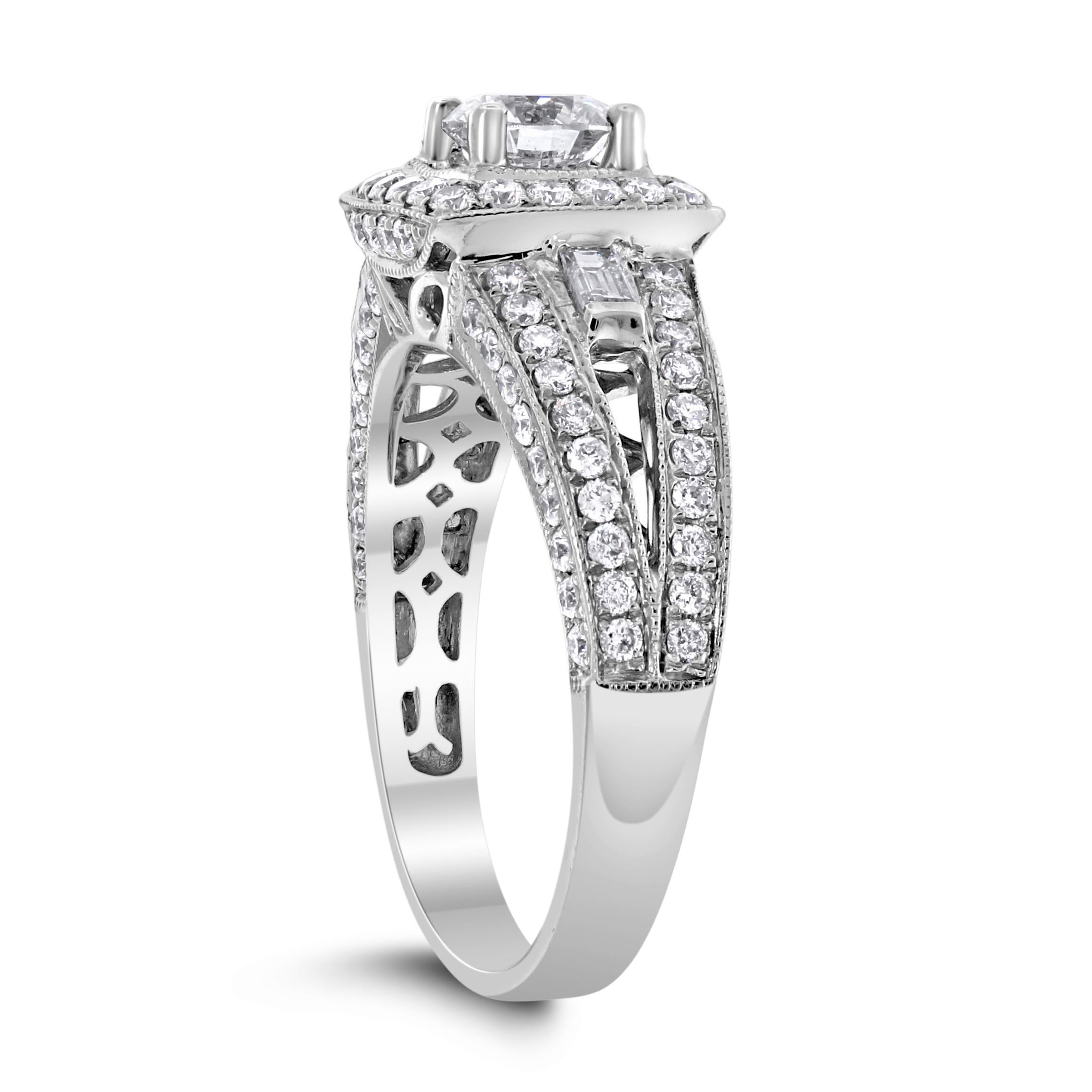 Anello Beauvince Larissa Halo '0.58 Ct Round Diamond' in oro bianco in vendita 1