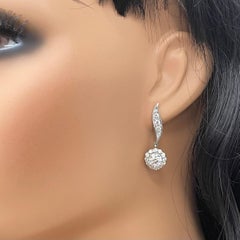 Beauvince Leela Leaf Drop Earrings, '3.50 Ct Diamonds', in White Gold