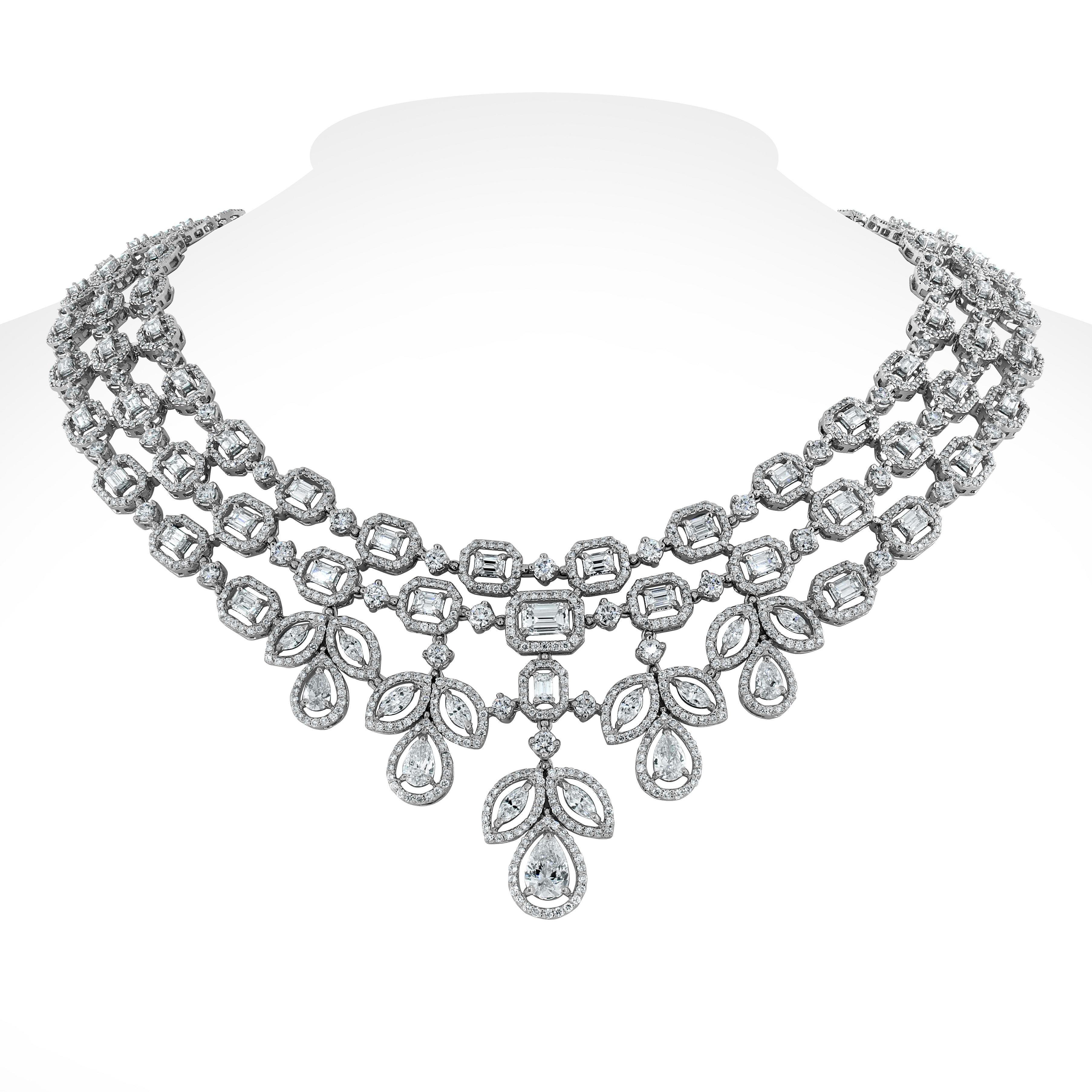Belle Beauvince Solitär Diamant Halo Halskette und Ohrring Suite in Weißgold im Angebot 2