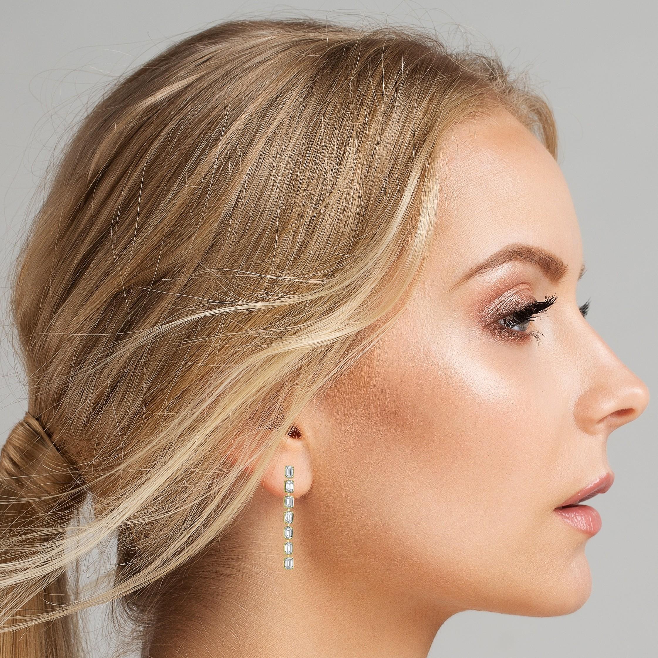 Simple, chic, delicate and clean looking, these earrings are a pair to wear anytime or all the time. They are also great for wearing with additional cuffs and earrings to add a little more jazz and movement to ones look.

Diamonds Shapes: Emerald