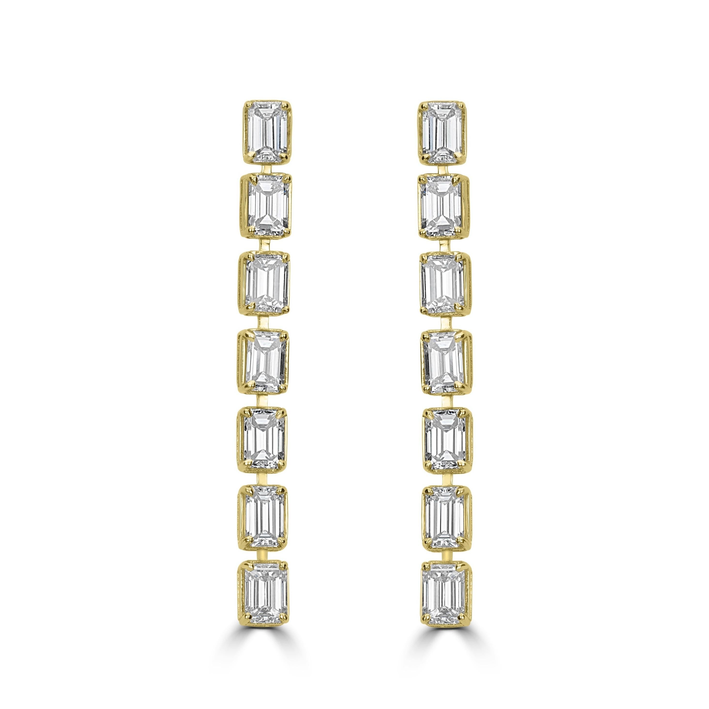 Contemporaneo Beauvince Linea Diamond Earrings (3.60 ct Diamonds) in Gold in vendita