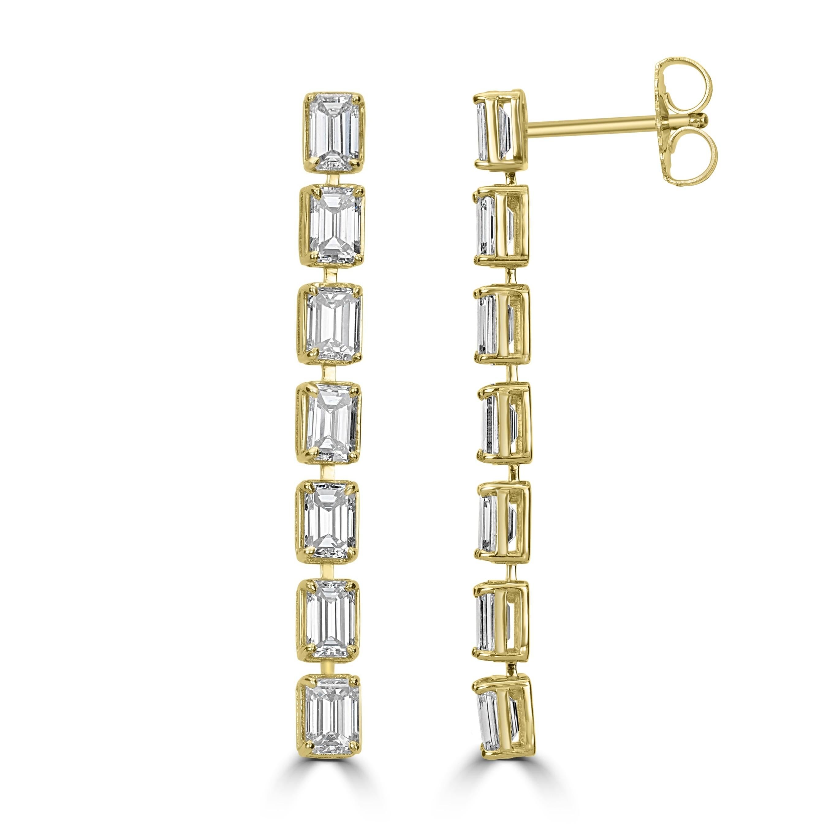 Beauvince Linea Diamond Earrings (3.60 ct Diamonds) in Gold In condizioni Nuovo in vendita a New York, NY
