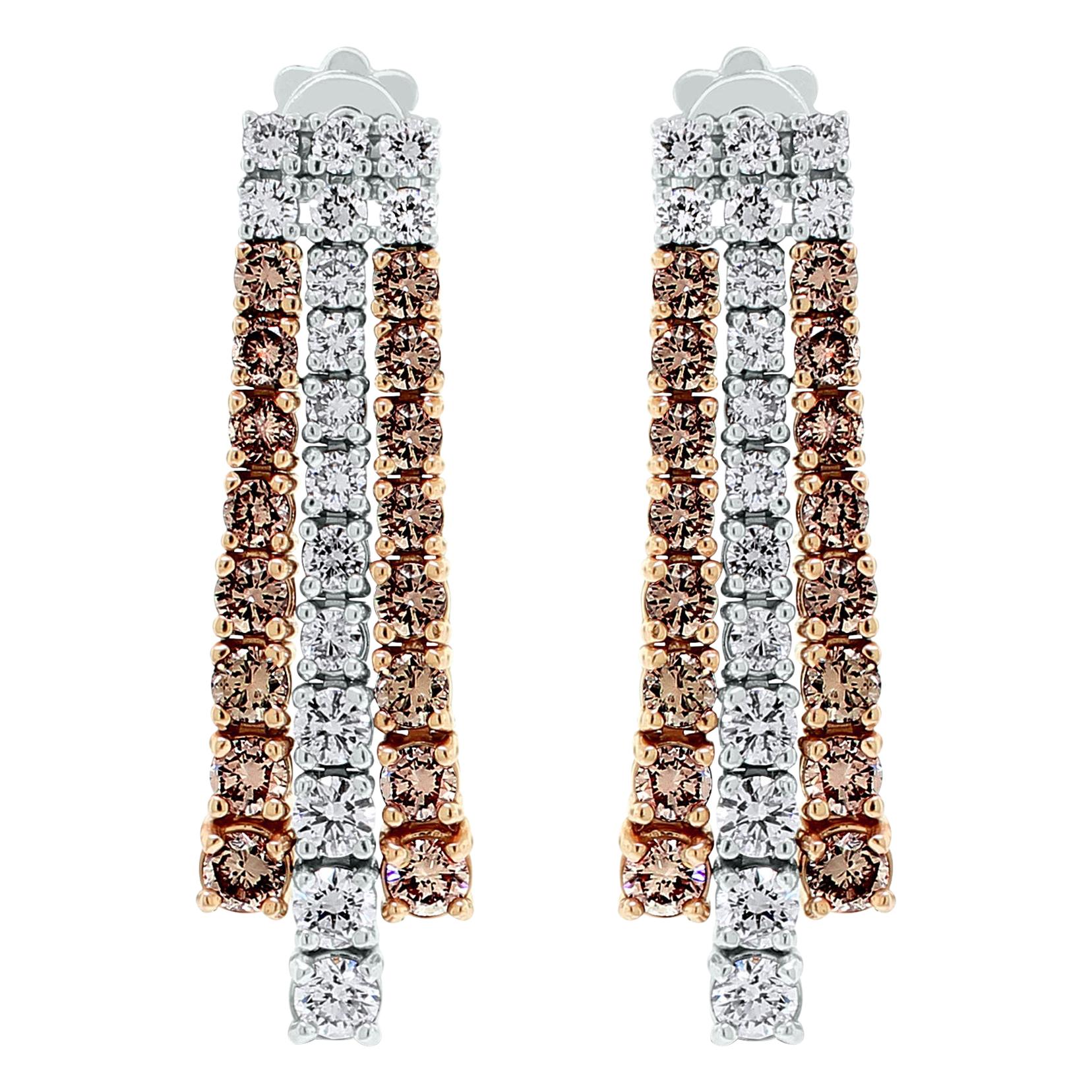 Beauvince Lisa Rose Brown and White Diamond Earrings in Gold