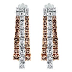 Beauvince Lisa Rose Brown and White Diamond Earrings in Gold