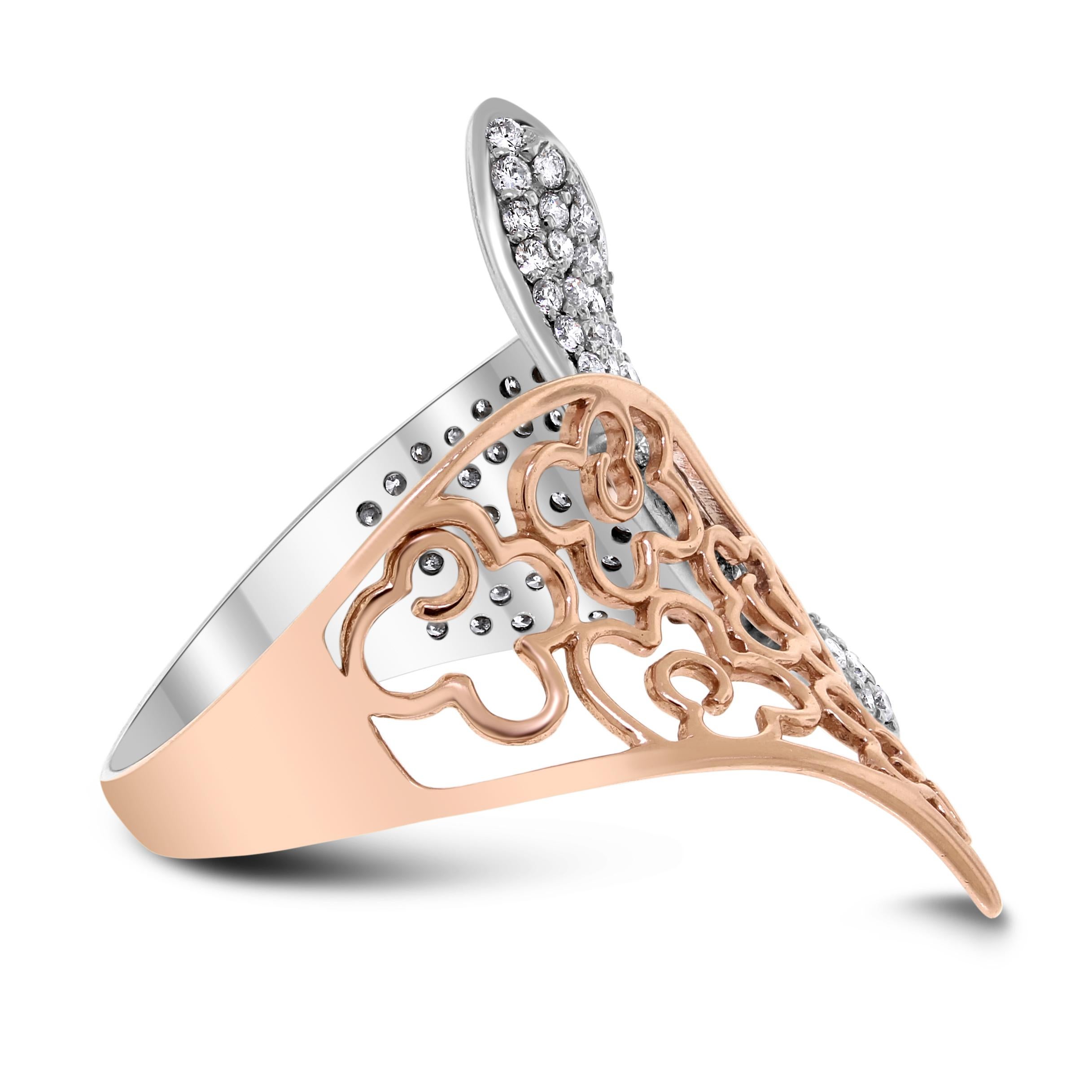 Der Lolita Ring ist ein malerischer, zierlicher Diamantring aus Rosé- und Weißgold mit einem süßen und pikanten Touch. 

Form der Diamanten: Rund 
Gesamtgewicht der Diamanten: 1,33 ct  
Farbe der Diamanten: F - G 
Diamanten Reinheit: SI - I