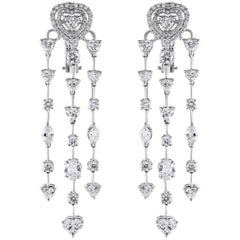 Beauvince Hearts Chandelier Earrings in White Gold