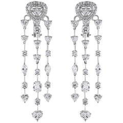 Beauvince Hearts Chandelier Earrings in White Gold