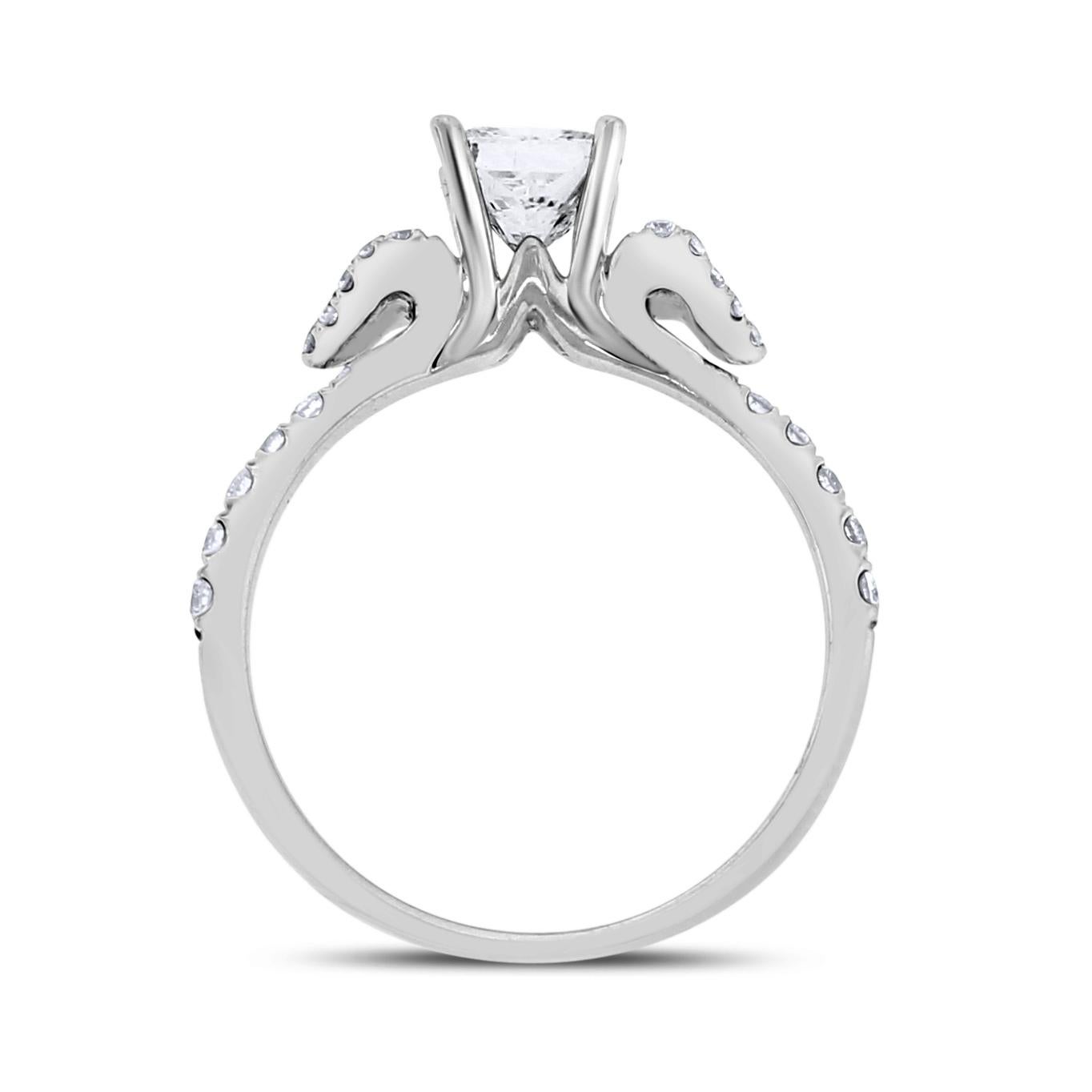 Women's or Men's Beauvince Love Engagement Ring, '0.71 Ct Princess GVS Diamond' in White Gold For Sale