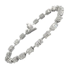 Beauvince Marquise and Emerald Cut Diamond Tennis Bracelet in Platinum