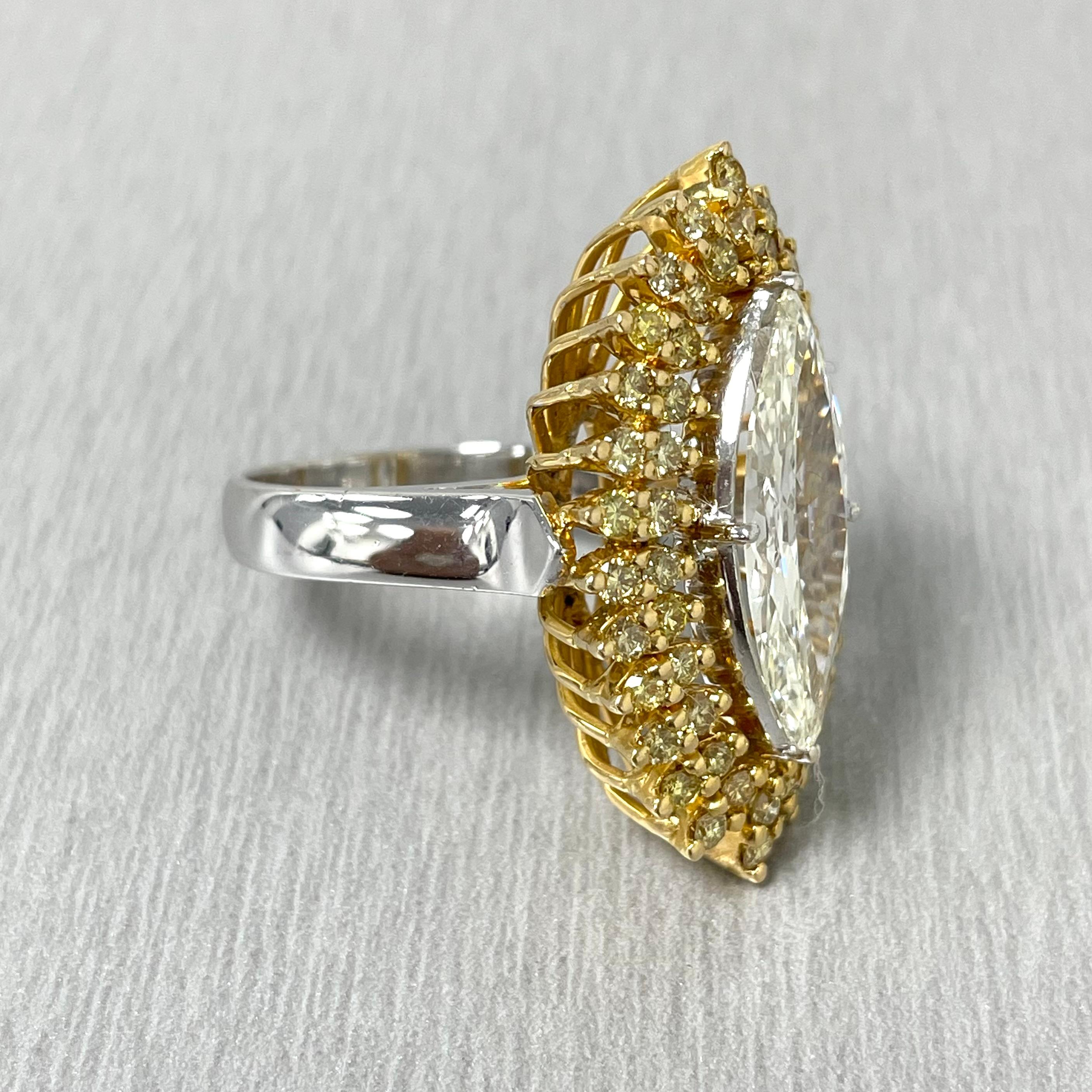 Women's or Men's Beauvince Marquise Diamond Halo Ring (3.75 ct Diamonds) in Gold For Sale