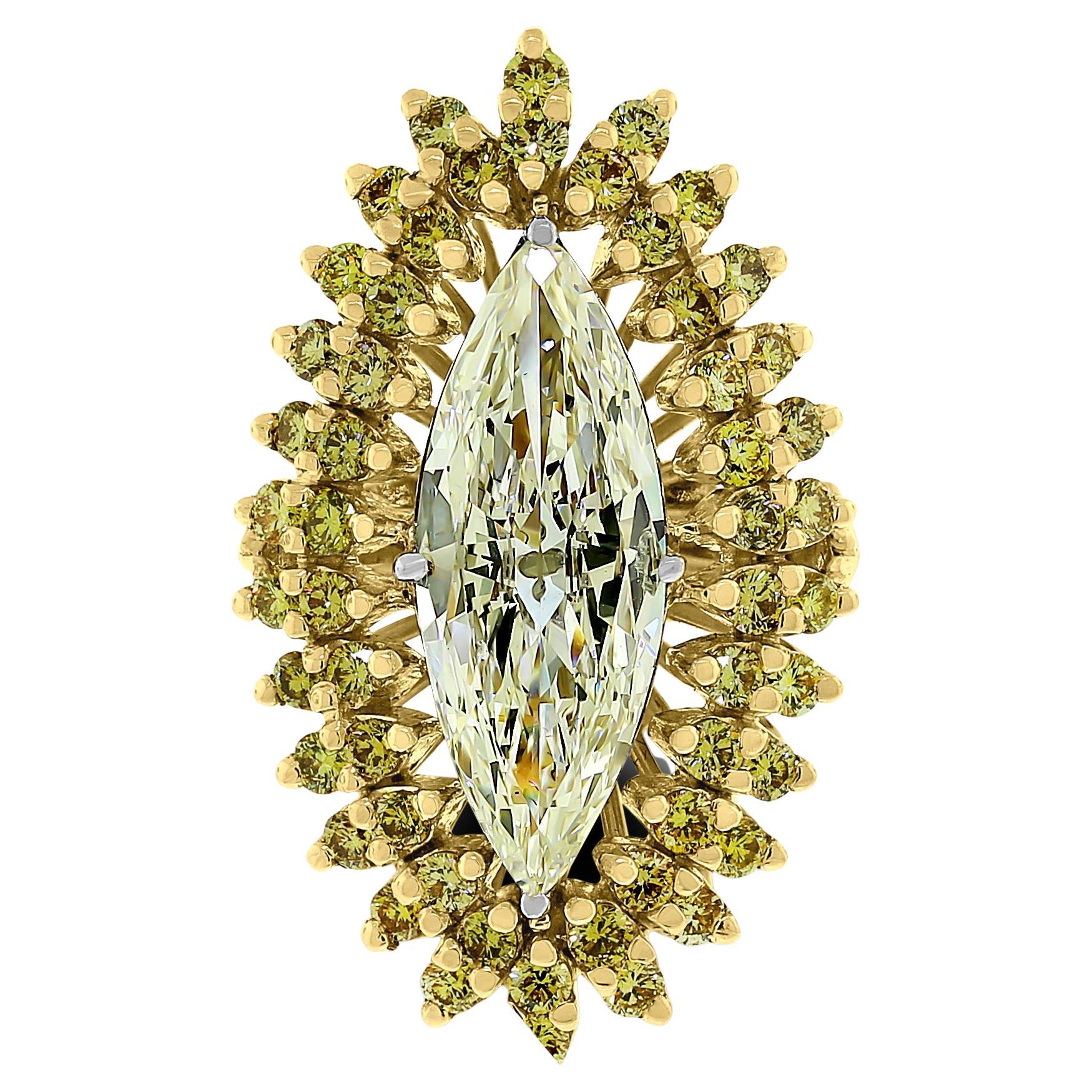 Beauvince Marquise Diamond Halo Ring (3.75 ct Diamonds) in Gold For Sale