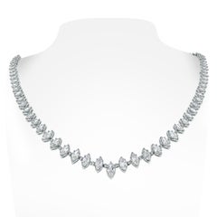 Beauvince Marquise Diamond Tennis Necklace ‘9.45 Carat Diamonds’ in White Gold